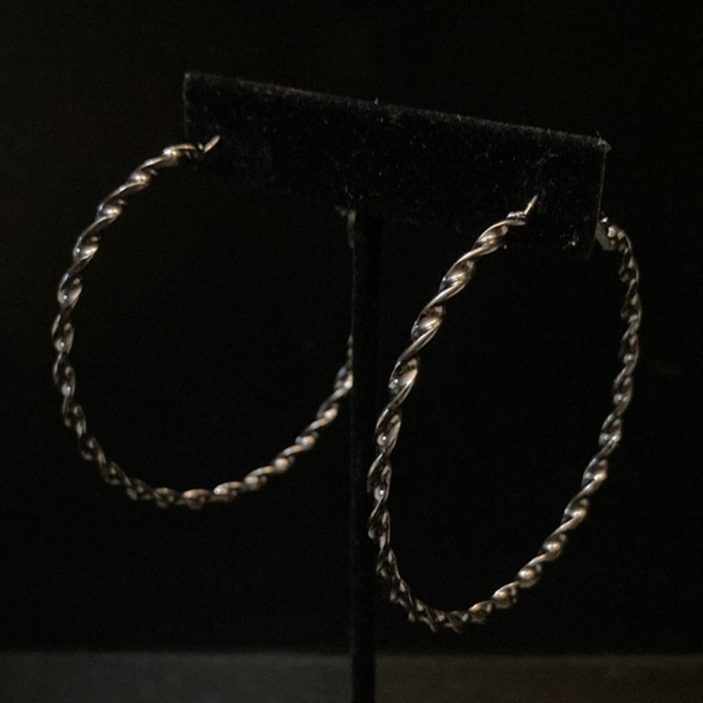 Elegant Silver Twisted Hoop Earrings